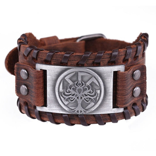 Lucky Tree - The Nevermore Leather Bracelet – Unique Bracelets for Men by Nevermore Lifestyle & Tech | Width Brown Antique Silver