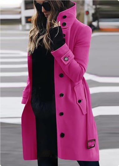 Lumen Sky – Woolen Coat by The Nevermore – Unique Coats for Women by Nevermore Lifestyle & Tech | 3XL Rose Red