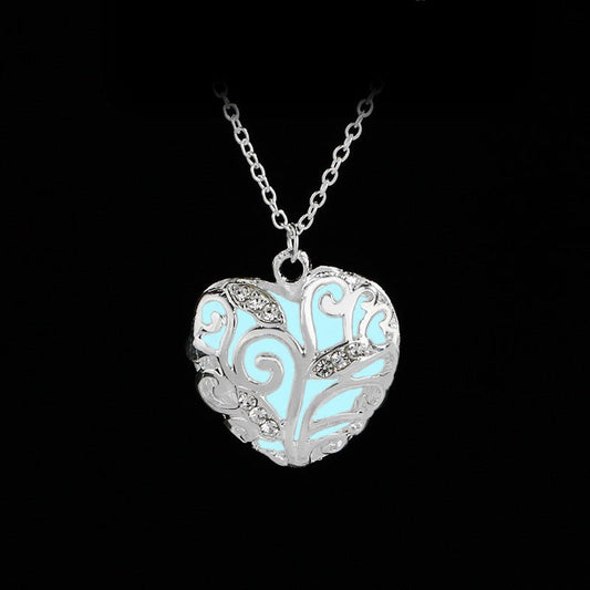 Luminous Heart - The Nevermore Pendant Necklace – Unique Jewelry by Nevermore Lifestyle & Tech | Blue