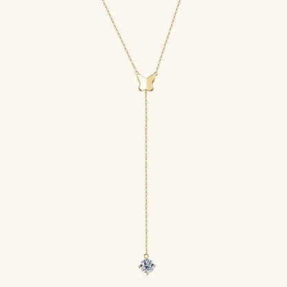 Lunar Drift – Butterfly Drop Pendant Necklace by The Nevermore – Unique Jewelry by The Nevermore | 1 Karat Gold