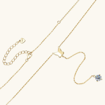 Lunar Drift – Butterfly Drop Pendant Necklace by The Nevermore – Unique Jewelry by The Nevermore | 1 Karat Gold