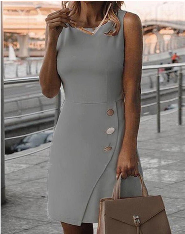 Maribeth - Sleeveless Solid Midi Dress by The Nevermore – Unique Dresses by Nevermore Lifestyle & Tech | 2XL Gray