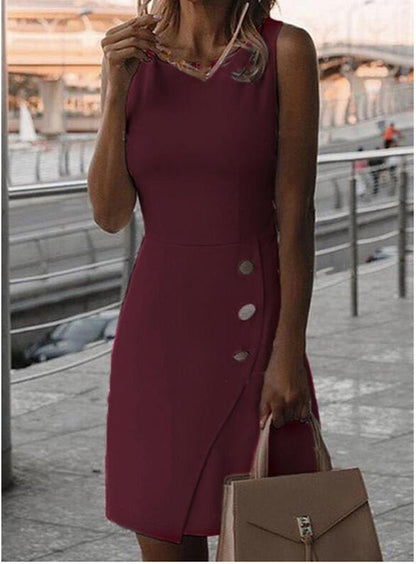 Maribeth - Sleeveless Solid Midi Dress by The Nevermore – Unique Dresses by Nevermore Lifestyle & Tech | 2XL Rose Red