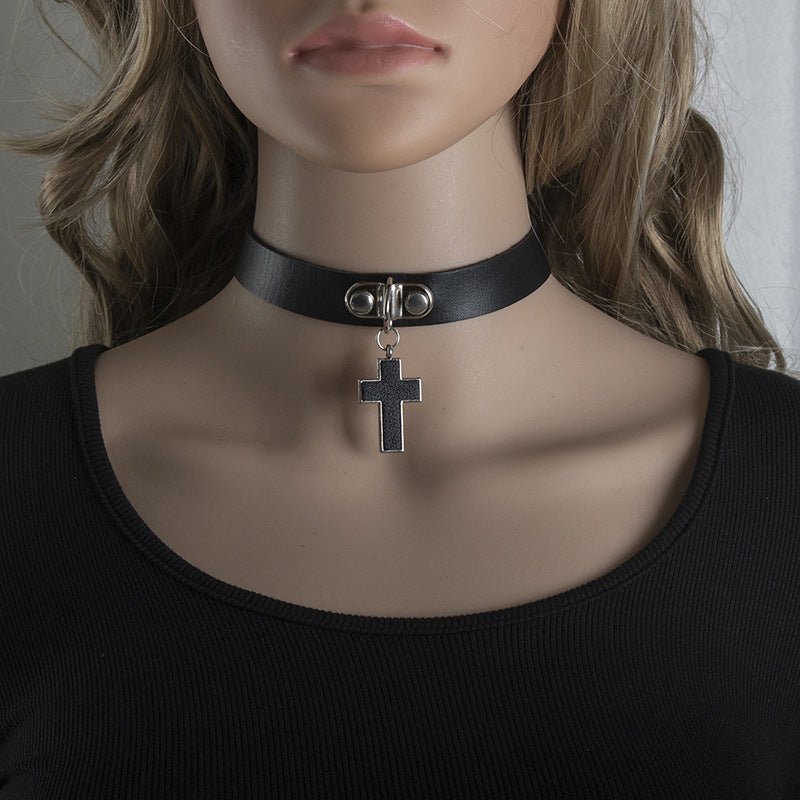 Marigold Grimheath - Gothic Leather Choker by The Nevermore – Unique Gothic Pendants by Nevermore Lifestyle & Tech | Black