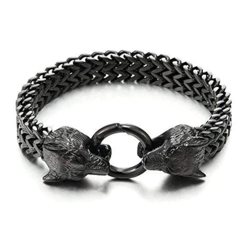 Marlowe - Retro Stainless Steel Bracelet by The Nevermore – Unique Gothic Jewelry by Nevermore Lifestyle & Tech | Black Wolf Head