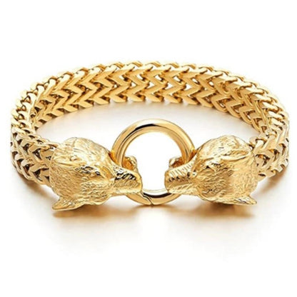 Marlowe - Retro Stainless Steel Bracelet by The Nevermore – Unique Gothic Jewelry by Nevermore Lifestyle & Tech | Golden Wolf Head
