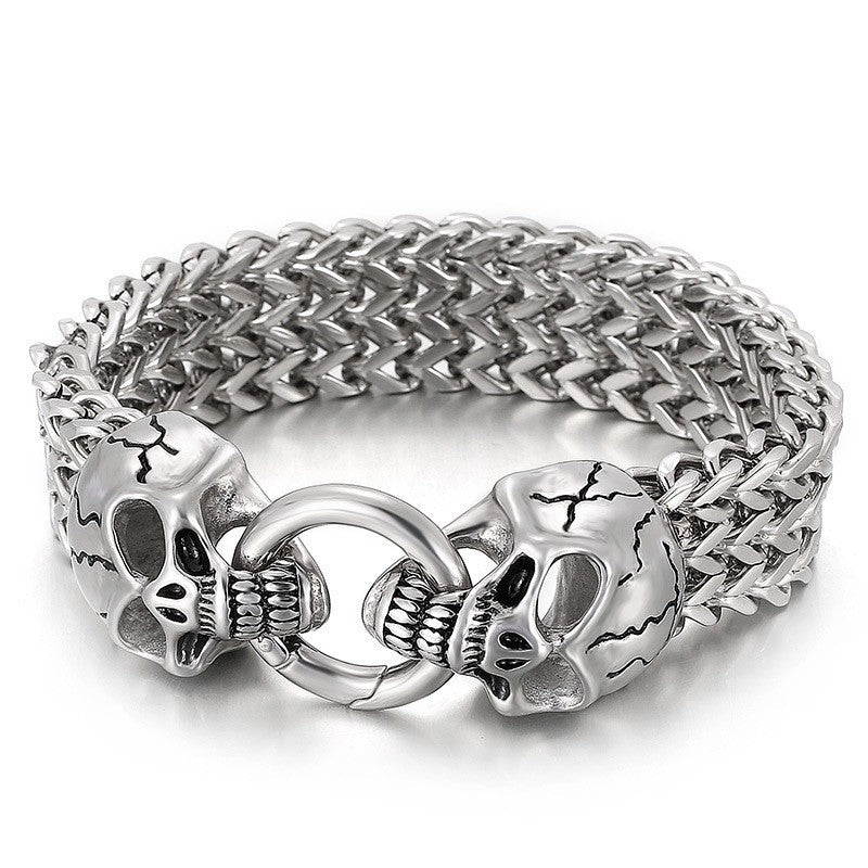 Marlowe - Retro Stainless Steel Bracelet by The Nevermore – Unique Gothic Jewelry by Nevermore Lifestyle & Tech | Skull Bracelet