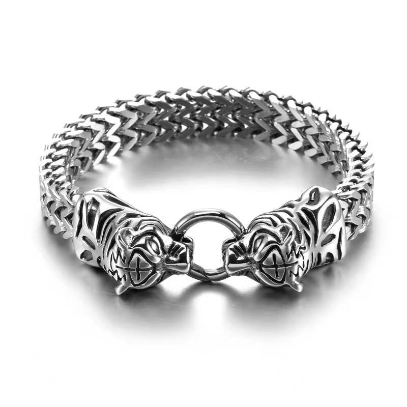 Marlowe - Retro Stainless Steel Bracelet by The Nevermore – Unique Gothic Jewelry by Nevermore Lifestyle & Tech | Tiger Head Bracelet