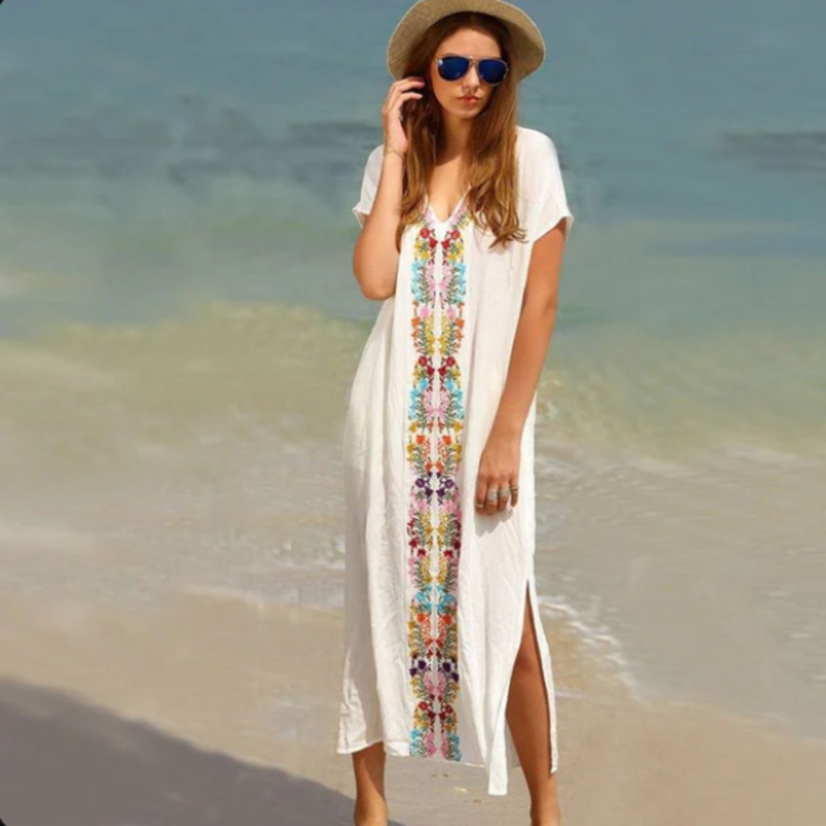 Maxi Beach Cover-Up - Coastal Bloom by The Nevermore – Unique Cover-Ups by The Nevermore |