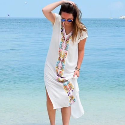 Maxi Beach Cover-Up - Coastal Bloom by The Nevermore – Unique Cover-Ups by The Nevermore |