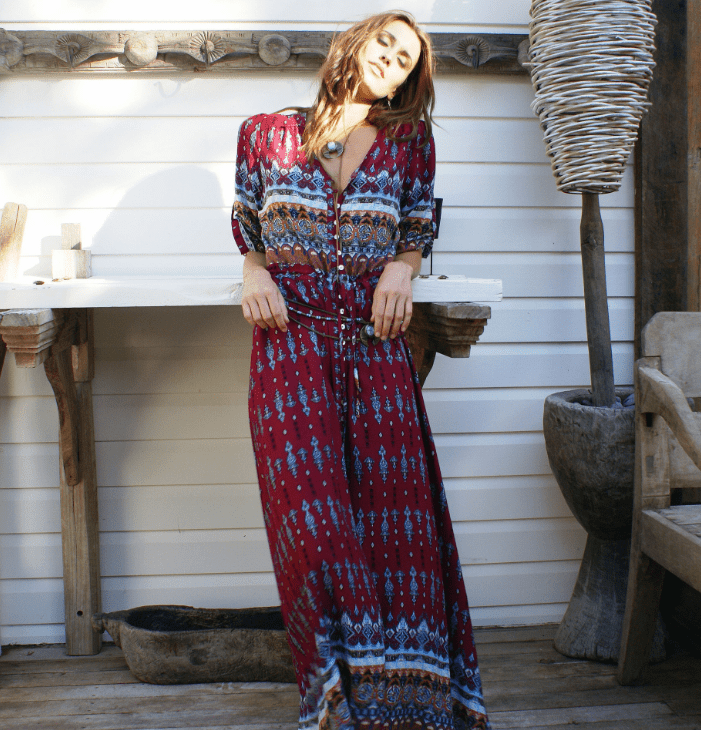 Maxi Bliss - Bohemian Dress in Polyester by The Nevermore – Unique Boho Dresses by Nevermore Lifestyle & Tech | 3XL Red