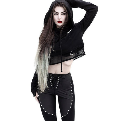 Melody Saw - The Nevermore Gothic Hooded Sweatshirt Tank Top for Women – Unique Gothic Fashion for Women by Nevermore Lifestyle & Tech | L Black