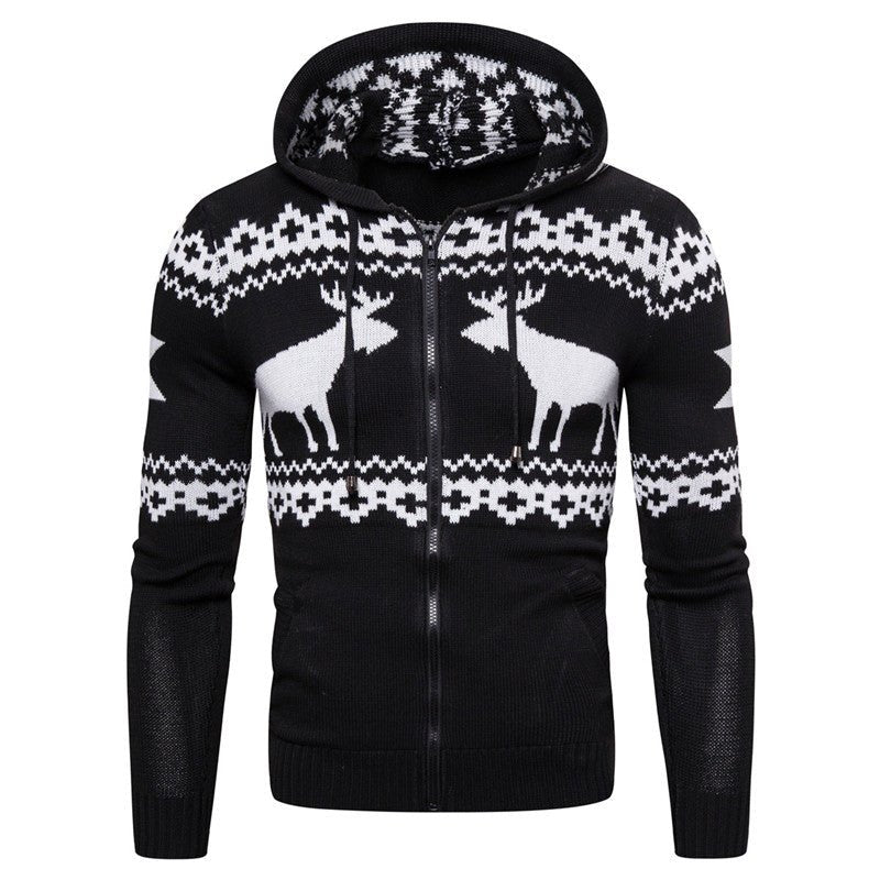 Men's Zipper Hooded Fawn Christmas Sweater – Unique by Nevermore Lifestyle & Tech | L Black