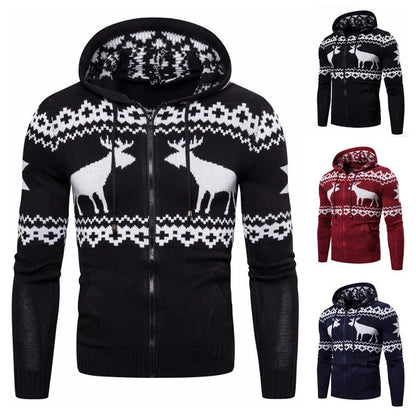 Men's Zipper Hooded Fawn Christmas Sweater – Unique by Nevermore Lifestyle & Tech | L Black