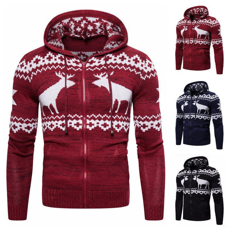 Men's Zipper Hooded Fawn Christmas Sweater – Unique by Nevermore Lifestyle & Tech | L Black