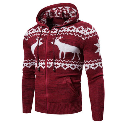 Men's Zipper Hooded Fawn Christmas Sweater – Unique by Nevermore Lifestyle & Tech | L Wine Red