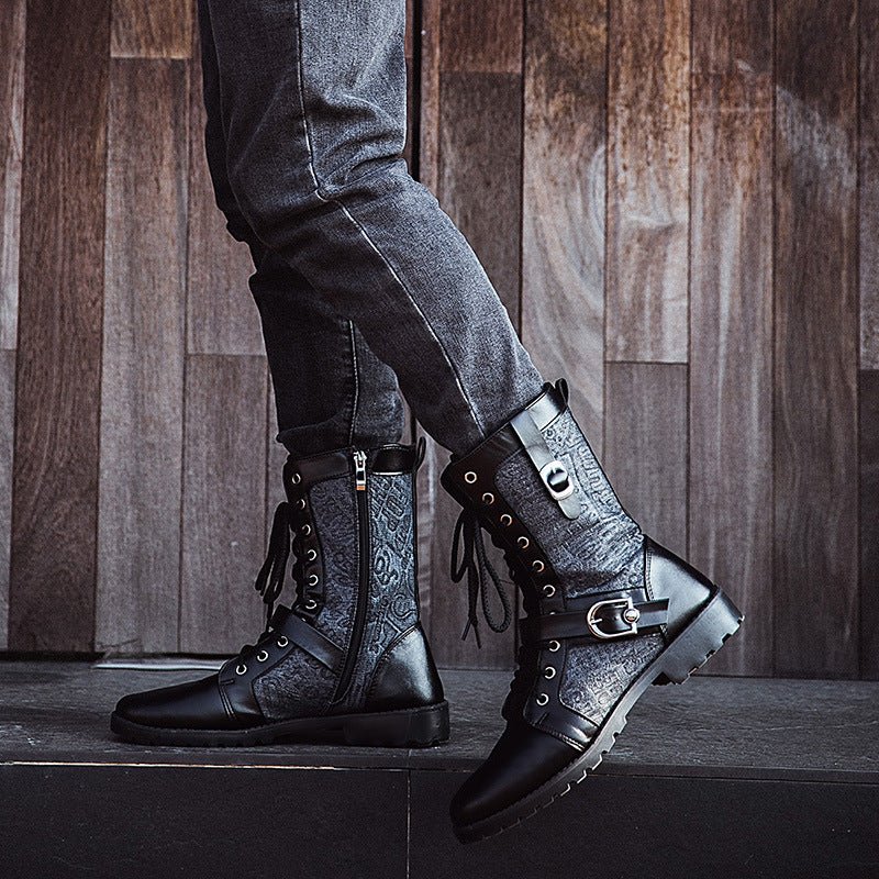 Meteorfire - Steampunk Mid - High Boots for Men by The Nevermore – Unique Steampunk Fashion by Nevermore Lifestyle & Tech | 39 Black plus velvet
