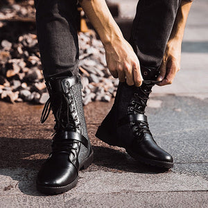 Meteorfire - Steampunk Mid - High Boots for Men by The Nevermore – Unique Steampunk Fashion by Nevermore Lifestyle & Tech | 39 Black plus velvet