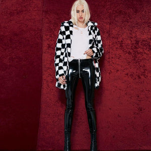 MidnightGloss - Sensual Zippered PU Leather Leggings by The Nevermore