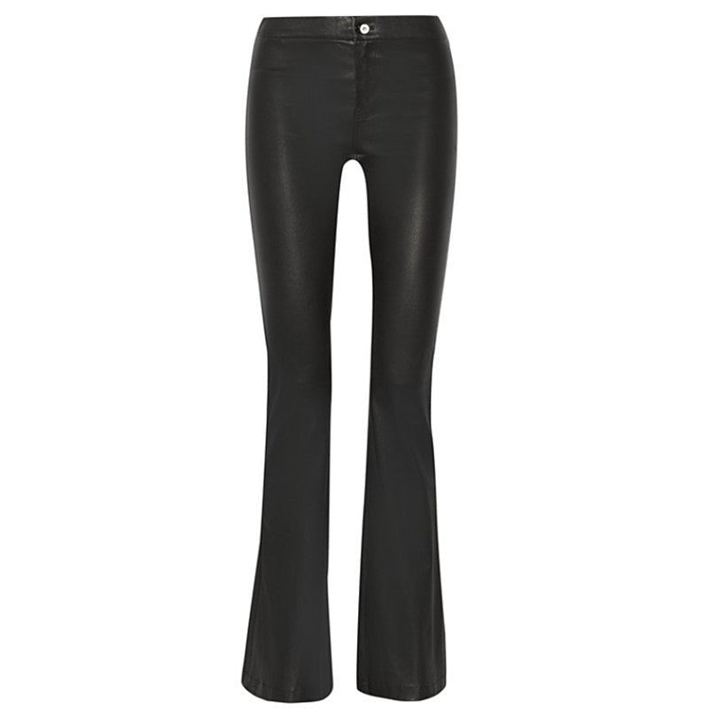 MidnightSheen - Flared PU Leather Pants by The Nevermore