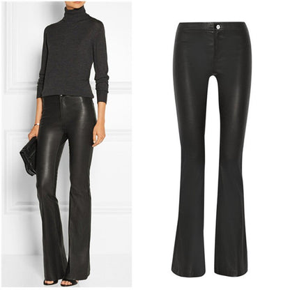 MidnightSheen - Flared PU Leather Pants by The Nevermore