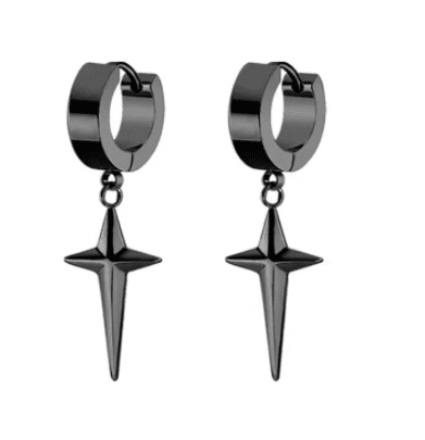 Miles Chills - The Nevermore Gothic Earrings for Men Stainless Steel Tassel Studs – Unique Gothic Jewelry by Nevermore Lifestyle & Tech | 2black
