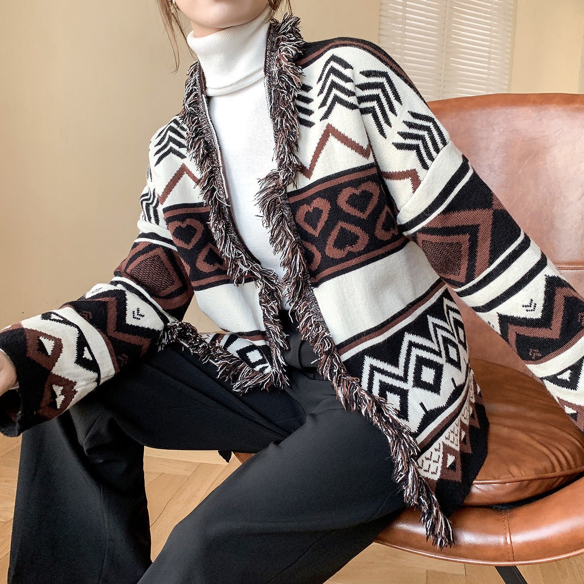 Millie Kelly - Knitted Cardigan by The Nevermore – Unique Jackets by Nevermore Lifestyle & Tech | One size Brown