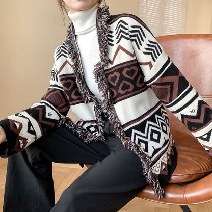 Millie Kelly - Knitted Cardigan by The Nevermore – Unique Jackets by Nevermore Lifestyle & Tech | One size Brown