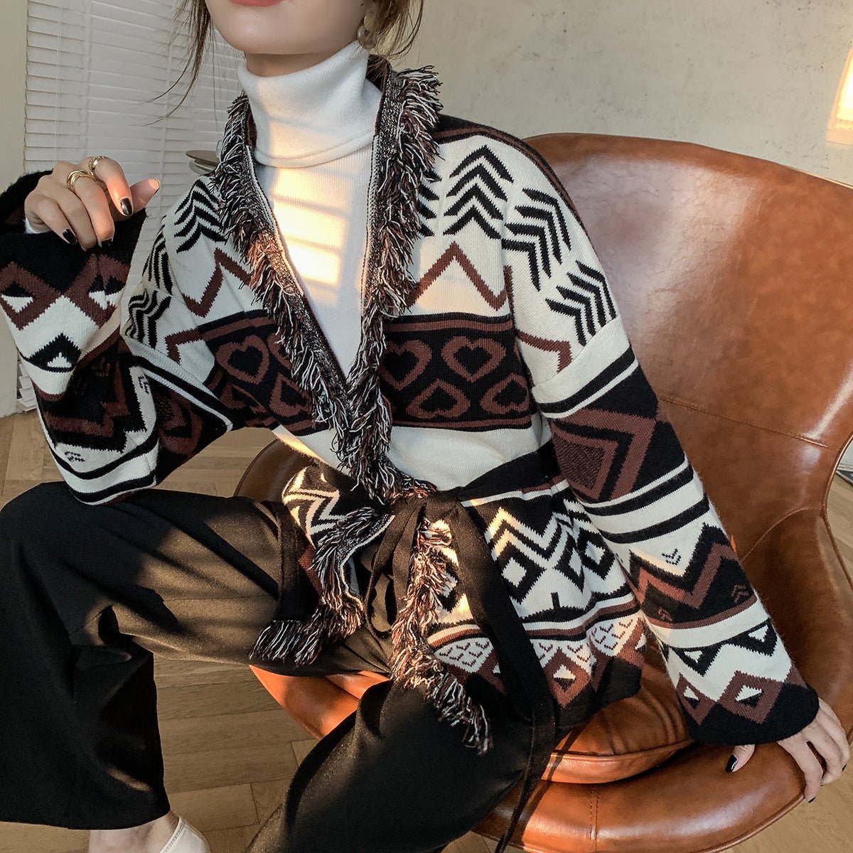 Millie Kelly - Knitted Cardigan by The Nevermore – Unique Jackets by Nevermore Lifestyle & Tech | One size Brown