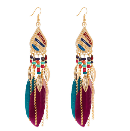 Mistdell - Long Boho Feather Teardrop Earrings by The Nevermore – Unique Earrings by Nevermore Lifestyle & Tech | 10 style