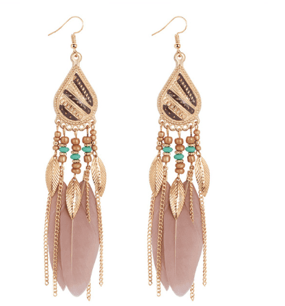 Mistdell - Long Boho Feather Teardrop Earrings by The Nevermore – Unique Earrings by Nevermore Lifestyle & Tech | 11 style