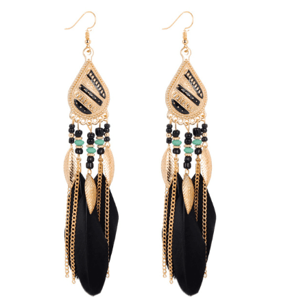 Mistdell - Long Boho Feather Teardrop Earrings by The Nevermore – Unique Earrings by Nevermore Lifestyle & Tech | 9 style