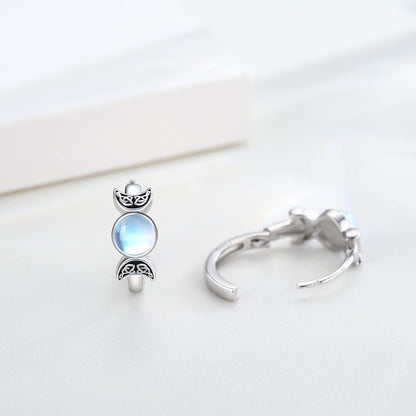 Moon Goddess Trinity - The Nevermore Gothic Sterling Silver Moonstone Earrings