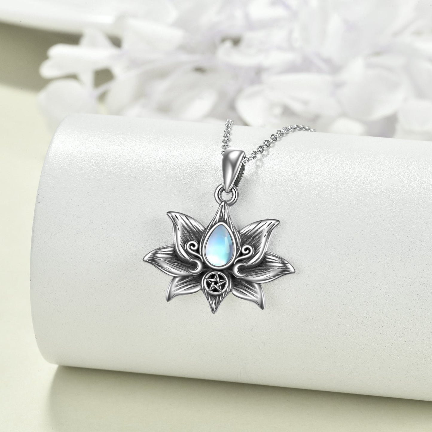 Moonlit Lotus - Gothic Silver Pendant by The Nevermore – Unique Gothic Jewelry by Nevermore Lifestyle & Tech | Silver