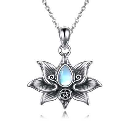 Moonlit Lotus - Gothic Silver Pendant by The Nevermore – Unique Gothic Jewelry by Nevermore Lifestyle & Tech | Silver