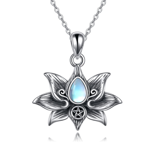 Moonlit Lotus - Gothic Silver Pendant by The Nevermore – Unique Gothic Jewelry by Nevermore Lifestyle & Tech | Silver