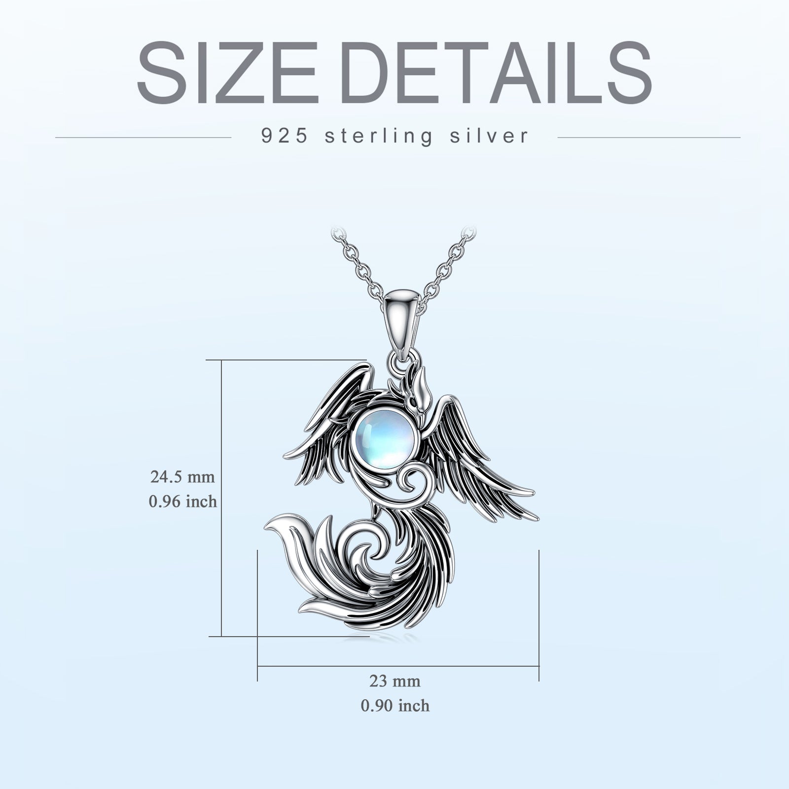 Moonstone Phoenix - The Nevermore 925 Sterling Silver Pendant Necklace