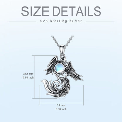 Moonstone Phoenix - The Nevermore 925 Sterling Silver Pendant Necklace