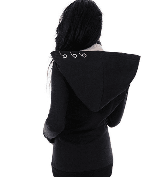 Morose Whisper - The Nevermore Gothic Long Sleeve Loose - fitting Hooded Sweatshirt – Unique Gothic Fashion for Women by Nevermore Lifestyle & Tech | 4XL