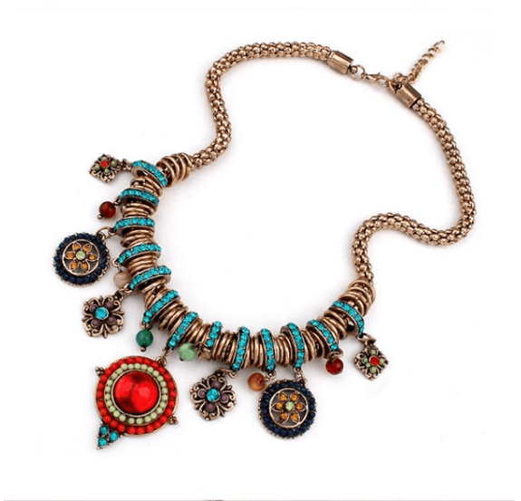 Multicolor Boho style Necklace - The Nevermore Boho pendant – Unique Boho Necklaces by Nevermore Lifestyle & Tech | Gold