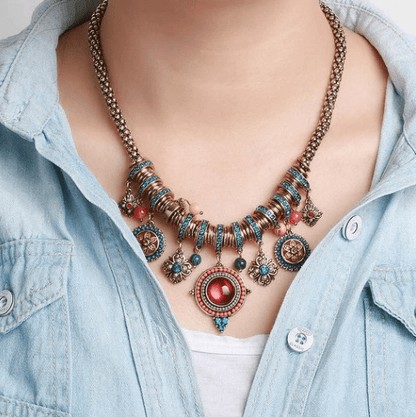 Multicolor Boho style Necklace - The Nevermore Boho pendant – Unique Boho Necklaces by Nevermore Lifestyle & Tech | Gold