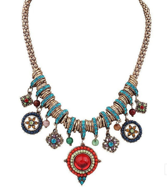 Multicolor Boho style Necklace - The Nevermore Boho pendant – Unique Boho Necklaces by Nevermore Lifestyle & Tech | Gold