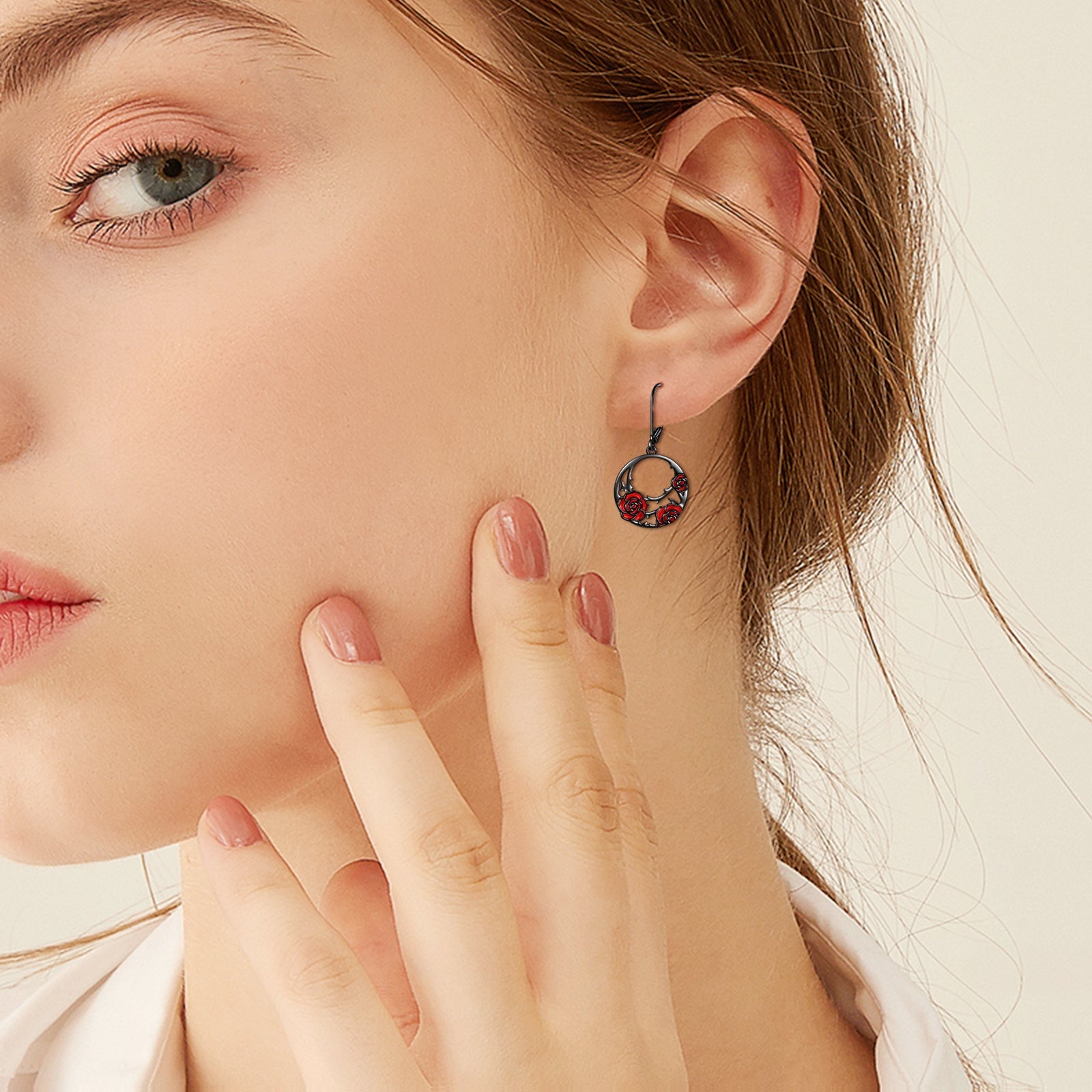 Mystic Serenade Red Rose - The Nevermore Gothic Earrings for Women Sterling Silver – Unique Gothic Jewelry by Nevermore Lifestyle & Tech | Black