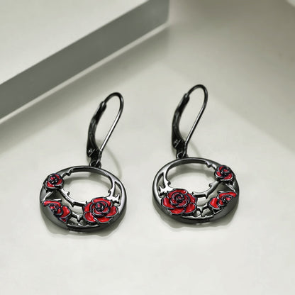 Mystic Serenade Red Rose - The Nevermore Gothic Earrings for Women Sterling Silver – Unique Gothic Jewelry by Nevermore Lifestyle & Tech | Black