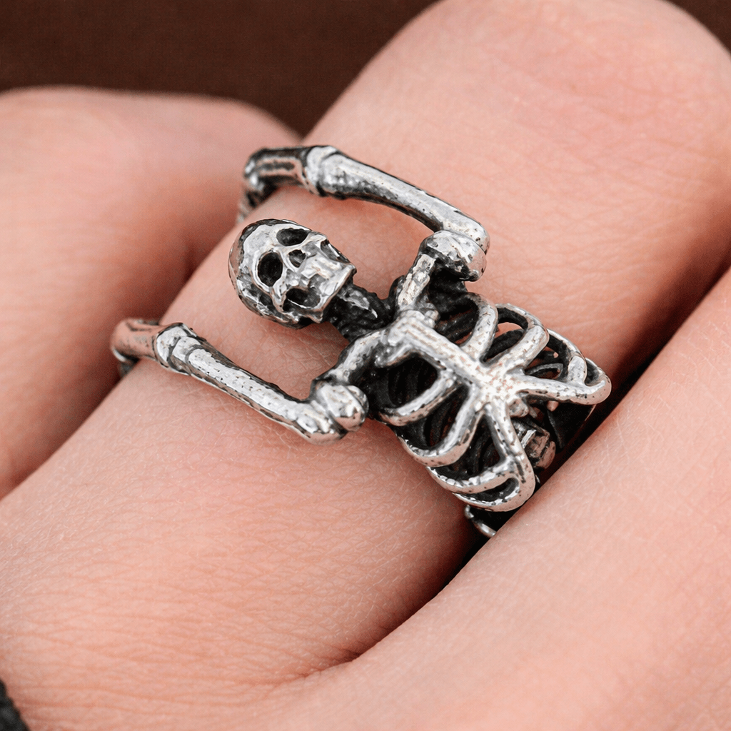Mystic Skeleton – Silver Tone Ring by The Nevermore – Unique Gothic Rings by Nevermore Lifestyle & Tech | Sterling Silver Ring
