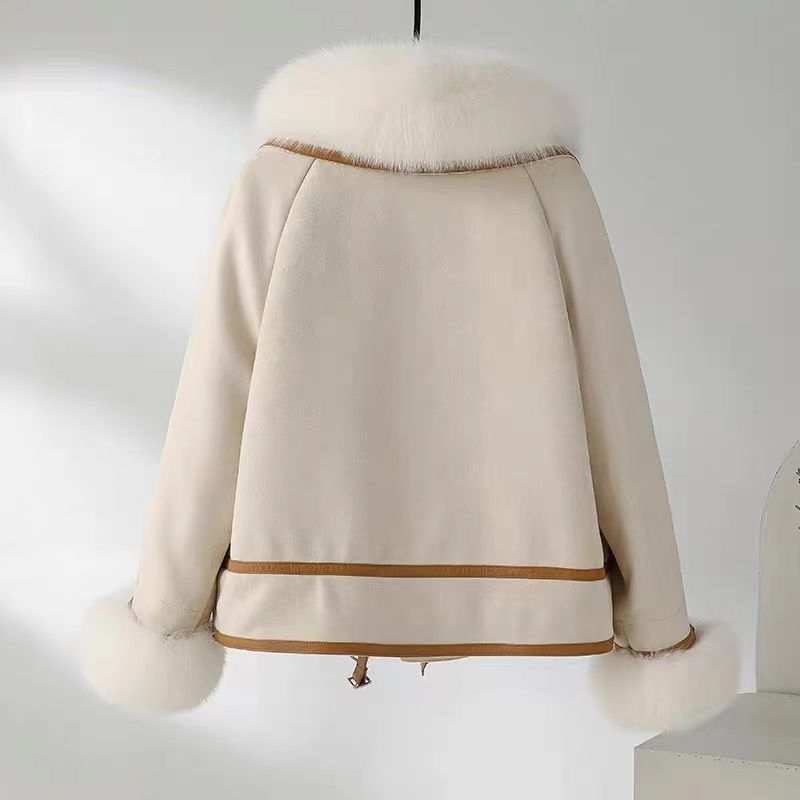Natalie Monroe – Faux Fox Fur Women`s Jacket by The Nevermore – Unique Jackets by Nevermore Lifestyle & Tech | L Beige White
