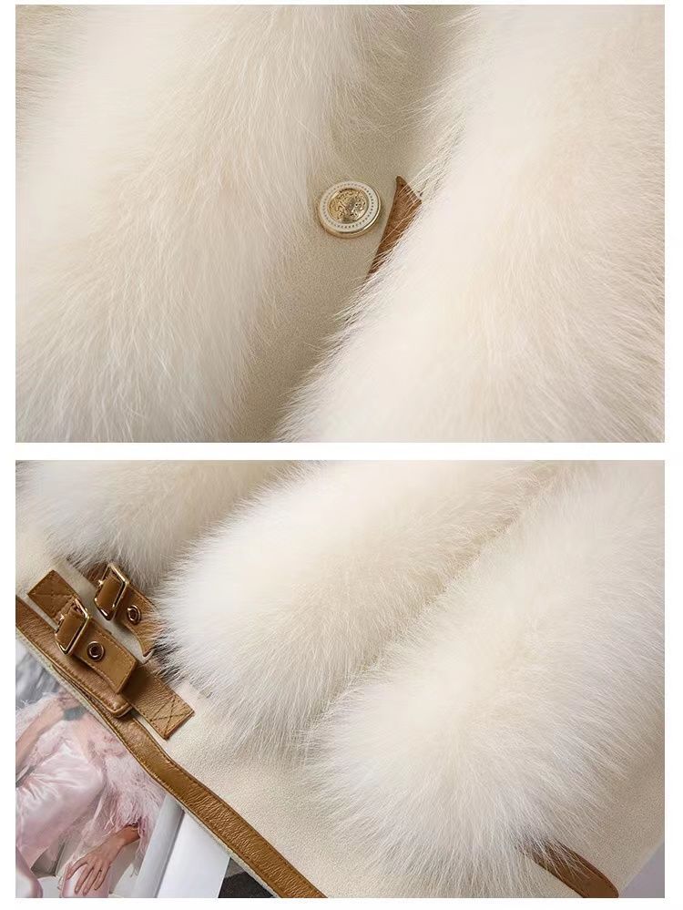 Natalie Monroe – Faux Fox Fur Women`s Jacket by The Nevermore – Unique Jackets by Nevermore Lifestyle & Tech | L Beige White