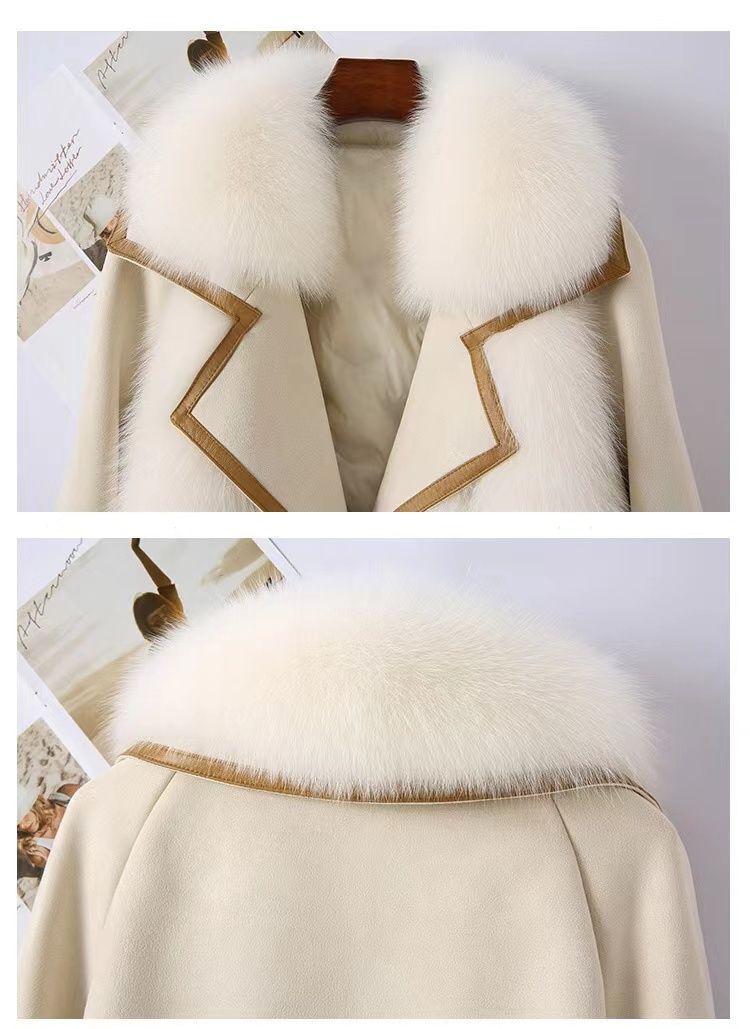 Natalie Monroe – Faux Fox Fur Women`s Jacket by The Nevermore – Unique Jackets by Nevermore Lifestyle & Tech | L Beige White