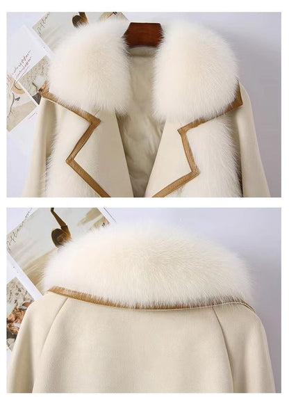 Natalie Monroe – Faux Fox Fur Women`s Jacket by The Nevermore – Unique Jackets by Nevermore Lifestyle & Tech | L Beige White