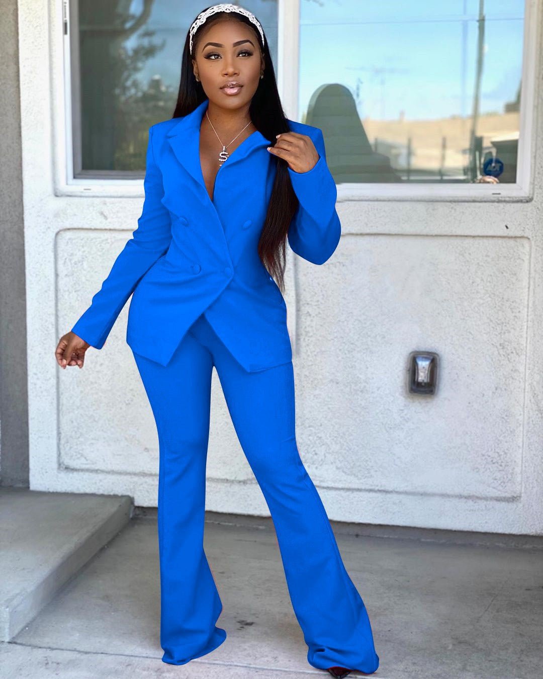 Navid - The Nevermore Solid Color Suit – Unique Fashion for Women by Nevermore Lifestyle & Tech | L Bright Blue